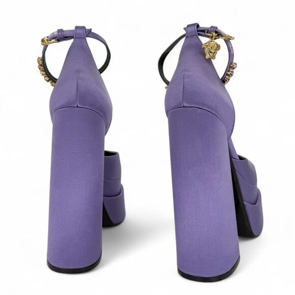VERSACE Aevitas Purple Crystal-Embellished Platform Block Heel Pumps Siz… - Picture 7 of 11